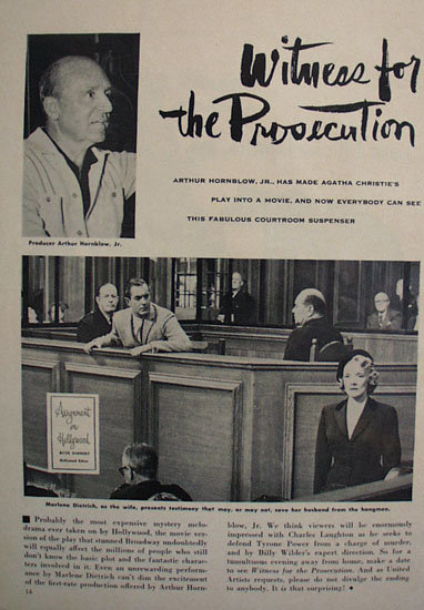 Witness For The Prosecution Movie Ad 1958