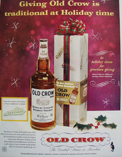 Old Crow in Holiday Dress 1957 Ad