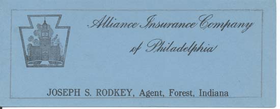 Alliance Ins. Co. of Philadelphia Ink blotter