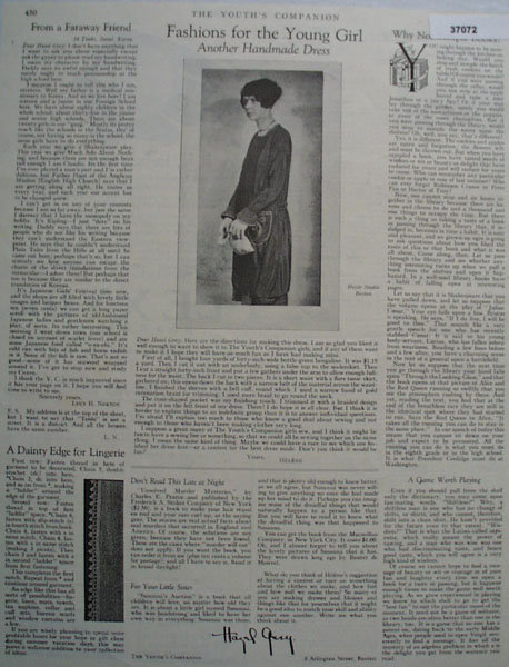 Fashions For The Young Girl 1926 Article