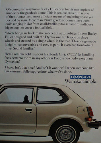 Honda Civic Car 1978 Ad