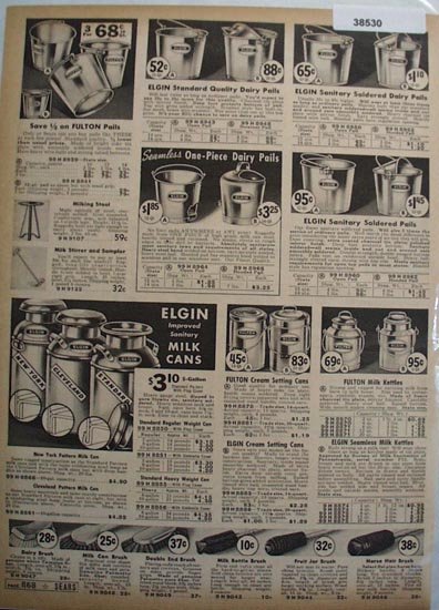 Sears Milk Cans and Pails 1938 Ad