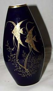 Cobalt vase with Gold fish