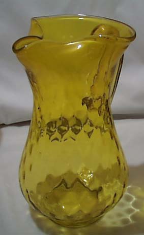 Yellow Glass Pitcher Applied Handle