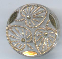 Crystal glass buttons with gold leaves