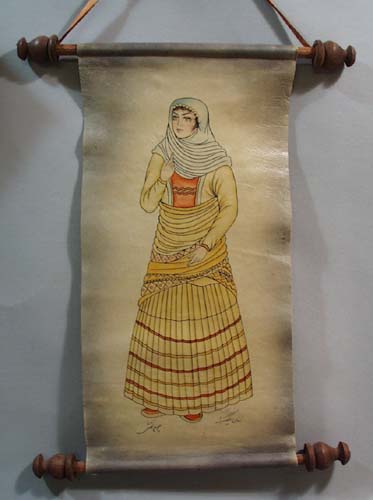 Leather Scroll, Oriental Woman