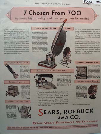 Sears Radiant Heater. Ad 1929