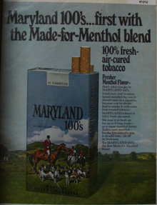 does maryland sell menthol cigarettes Maryland 100s Cigarettes 1970 Ad