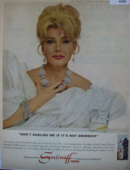 Smirnoff Vodka 1967 Ad Zsa Zsa