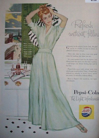 Pepsi Cola The Light Refreshment 1956 Ad