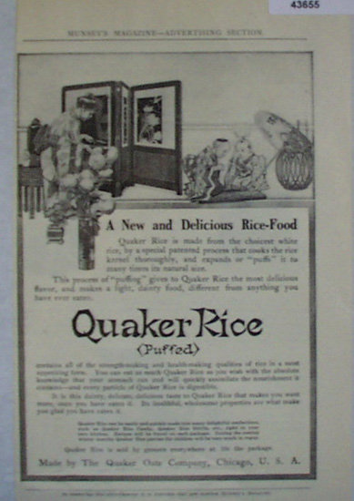 Quaker Puffed Rice 1907 To 1912 Ad