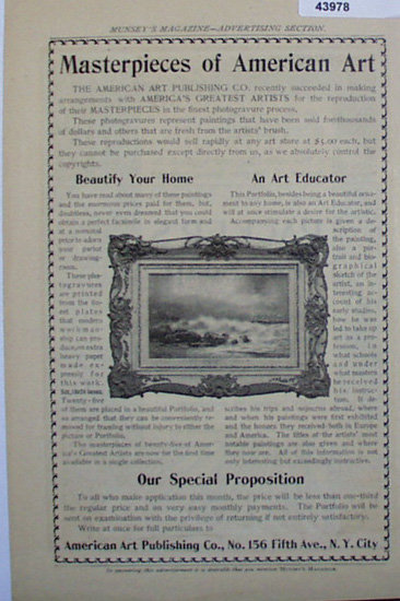 American Art Publishing Co. 1907 To 1912 Ad