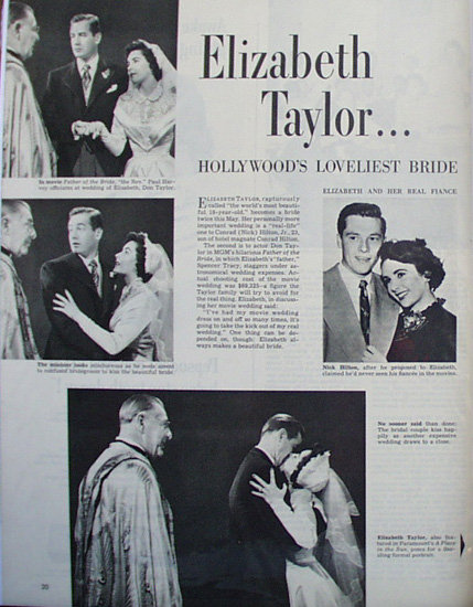 Elizabeth Taylor Bride 1950 Article