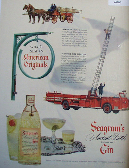 Seagrams Ancient Bottle Gin 1950 Ad