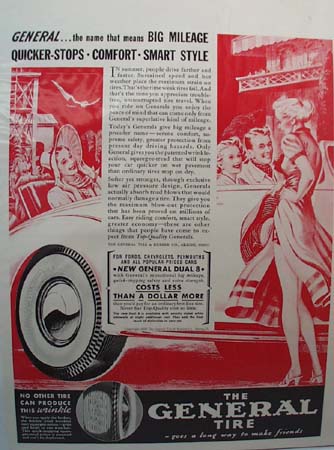 General Tire Big Mileage Tire Ad 1938.