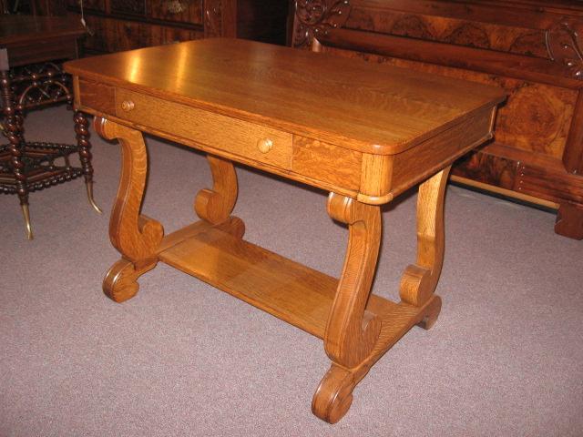 Empire Oak Desk/Library Table w. Drawer