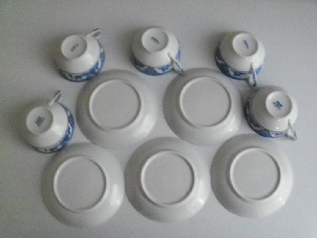 Noritake Nippon Royal Sometuke Pattern 16033 Set Of 5 Cups & 6 Saucers