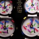 Vintage John Zaboyan I love you watch - white genuine leather band - womens sweetheart couture gift - hippie watch - pop art spinning dial