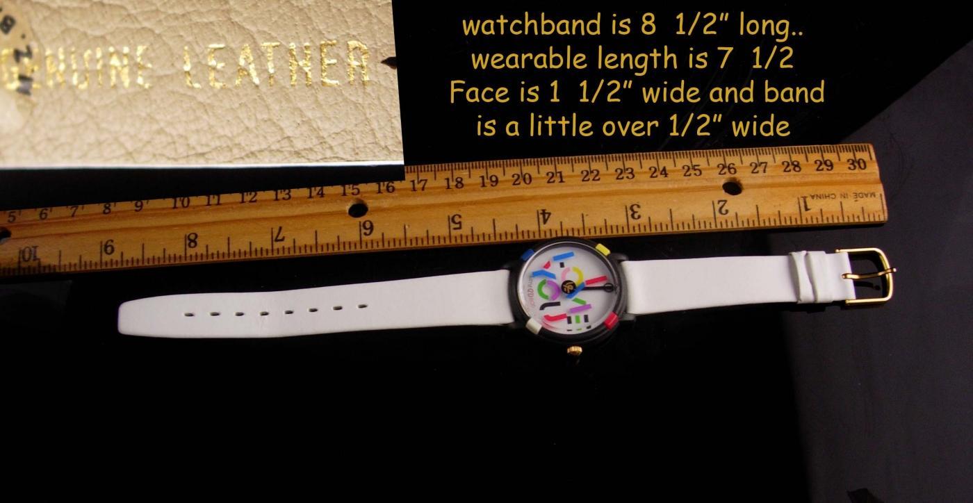 Vintage John Zaboyan I love you watch - white genuine leather band - womens sweetheart couture gift - hippie watch - pop art spinning dial