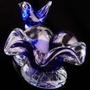 Blue Bird of Happiness paperweight - birdbath trinket tray - Vintage love bird figurine - wedding gift - vanity tray - gardener gift