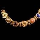 Vintage Victorian slide bracelet - bee cameo rhinestone slides / Edwardian heart jewelry / renaissance revival / Vintage costume jewelry