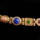 Vintage Victorian slide bracelet - bee cameo rhinestone slides / Edwardian heart jewelry / renaissance revival / Vintage costume jewelry