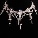 Vintage Edwardian style necklace - statement bib choker - exotic spider web jewelry - silver plate tassel drop - Vintage Wedding collar