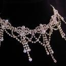 Vintage Edwardian style necklace - statement bib choker - exotic spider web jewelry - silver plate tassel drop - Vintage Wedding collar