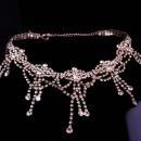 Vintage Edwardian style necklace - statement bib choker - exotic spider web jewelry - silver plate tassel drop - Vintage Wedding collar