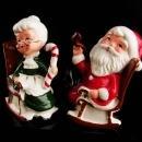 Vintage Japan salt pepper - Santa with pipe and MRS Claus -  Salt and Pepper Shaker Set - kitchen table accessory - novelty retro santa set