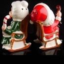 Vintage Japan salt pepper - Santa with pipe and MRS Claus -  Salt and Pepper Shaker Set - kitchen table accessory - novelty retro santa set