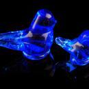 Blue Bird of Happiness paperweight set - signed Ron Ray 1991 - Cobalt blue - Vintage love bird figurine - wedding gift - gardener gift