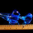 Blue Bird of Happiness paperweight set - signed Ron Ray 1991 - Cobalt blue - Vintage love bird figurine - wedding gift - gardener gift