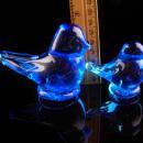 Blue Bird of Happiness paperweight set - signed Ron Ray 1991 - Cobalt blue - Vintage love bird figurine - wedding gift - gardener gift