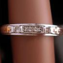 Genuine 3 Diamond wedding band - religious gold cross -  engagement ring - promise sweetheart anniversary sterling silver band size 6 1/2