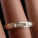 Genuine 3 Diamond wedding band - religious gold cross -  engagement ring - promise sweetheart anniversary sterling silver band size 6 1/2