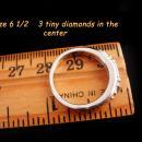 Genuine 3 Diamond wedding band - religious gold cross -  engagement ring - promise sweetheart anniversary sterling silver band size 6 1/2