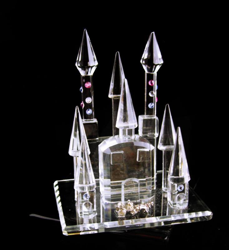 crystal castle figurine - miniature crystal pink rhinestone palace - Persian wedding palace - Cinderella wedding