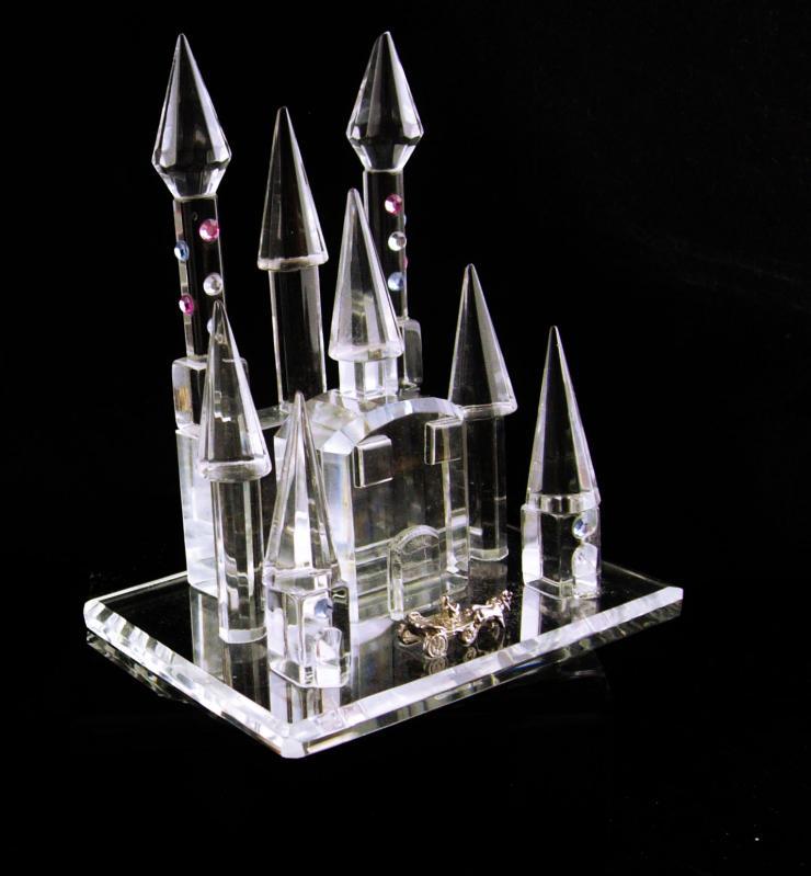 crystal castle figurine - miniature crystal pink rhinestone palace - Persian wedding palace - Cinderella wedding