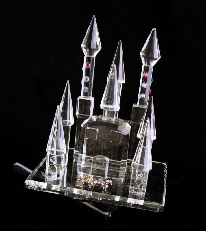 crystal castle figurine - miniature crystal pink rhinestone palace - Persian wedding palace - Cinderella wedding