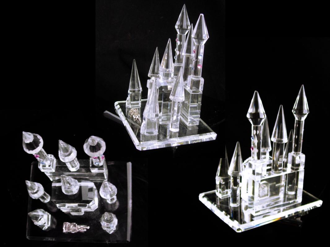 crystal castle figurine - miniature crystal pink rhinestone palace - Persian wedding palace - Cinderella wedding