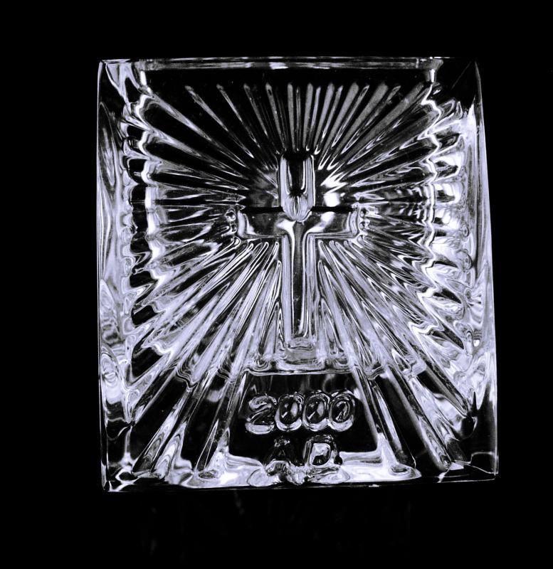Wedding gift - waterford Crystal - religious cross votive - 2000 AD - irish crystal candle holder - christian gift
