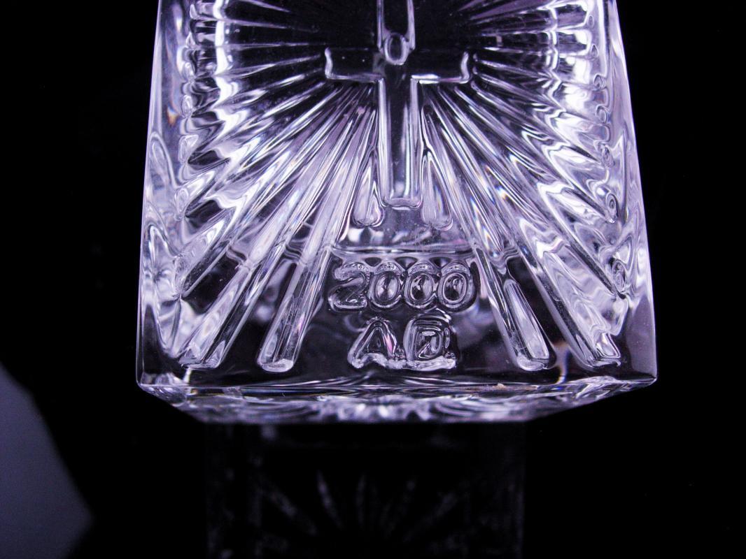 Wedding gift - waterford Crystal - religious cross votive - 2000 AD - irish crystal candle holder - christian gift