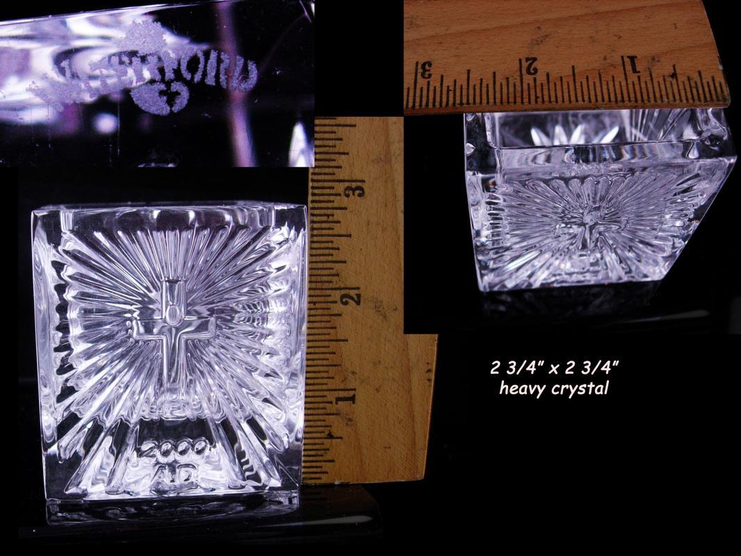 Wedding gift - waterford Crystal - religious cross votive - 2000 AD - irish crystal candle holder - christian gift
