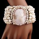 LARGE Italian Pearl Bracelet - Amedeo carved cameo - Baroque pearl cuff -  Wedding Bridal bracelet Pearl  - Genuine pearl bracelet