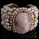 LARGE Italian Pearl Bracelet - Amedeo carved cameo - Baroque pearl cuff -  Wedding Bridal bracelet Pearl  - Genuine pearl bracelet
