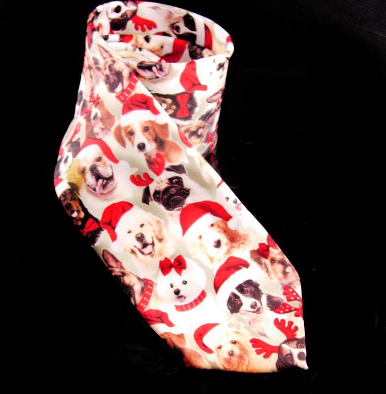 Mens Christmas Dog Tie - Bulldog pug - Spaniel - golden retriever - bichon Poodle- Gift for dad - new puppy gift -German shepherd - 58