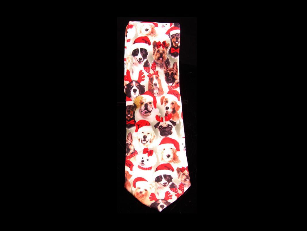 Mens Christmas Dog Tie - Bulldog pug - Spaniel - golden retriever - bichon Poodle- Gift for dad - new puppy gift -German shepherd - 58