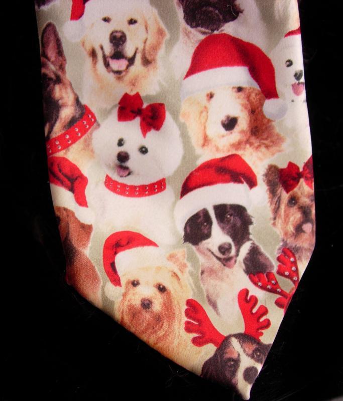 Mens Christmas Dog Tie - Bulldog pug - Spaniel - golden retriever - bichon Poodle- Gift for dad - new puppy gift -German shepherd - 58