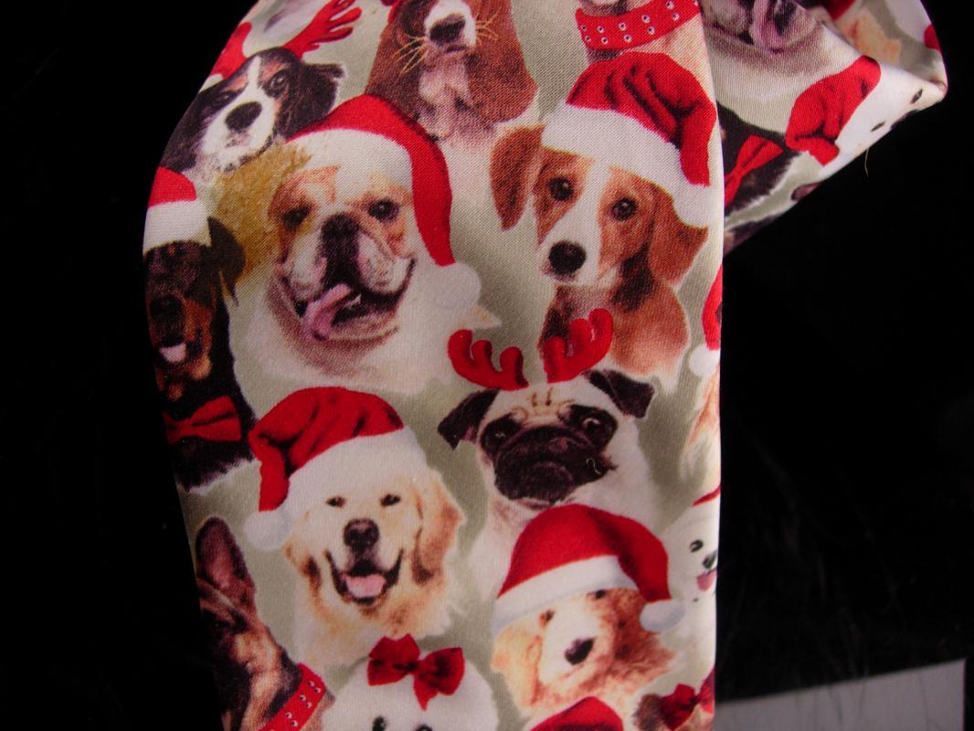 Mens Christmas Dog Tie - Bulldog pug - Spaniel - golden retriever - bichon Poodle- Gift for dad - new puppy gift -German shepherd - 58